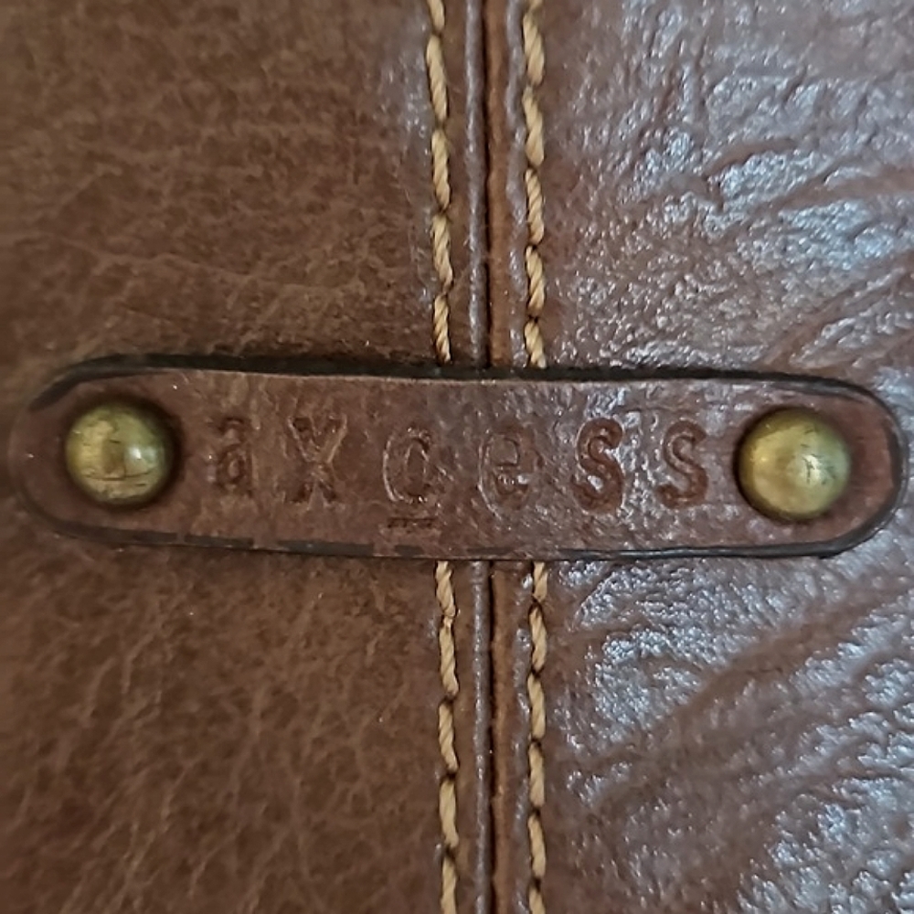 Liz Claiborne Axcess Brown Faux Leather Vintage Satchel Crossbody Bag Purse - Picture 4 of 13